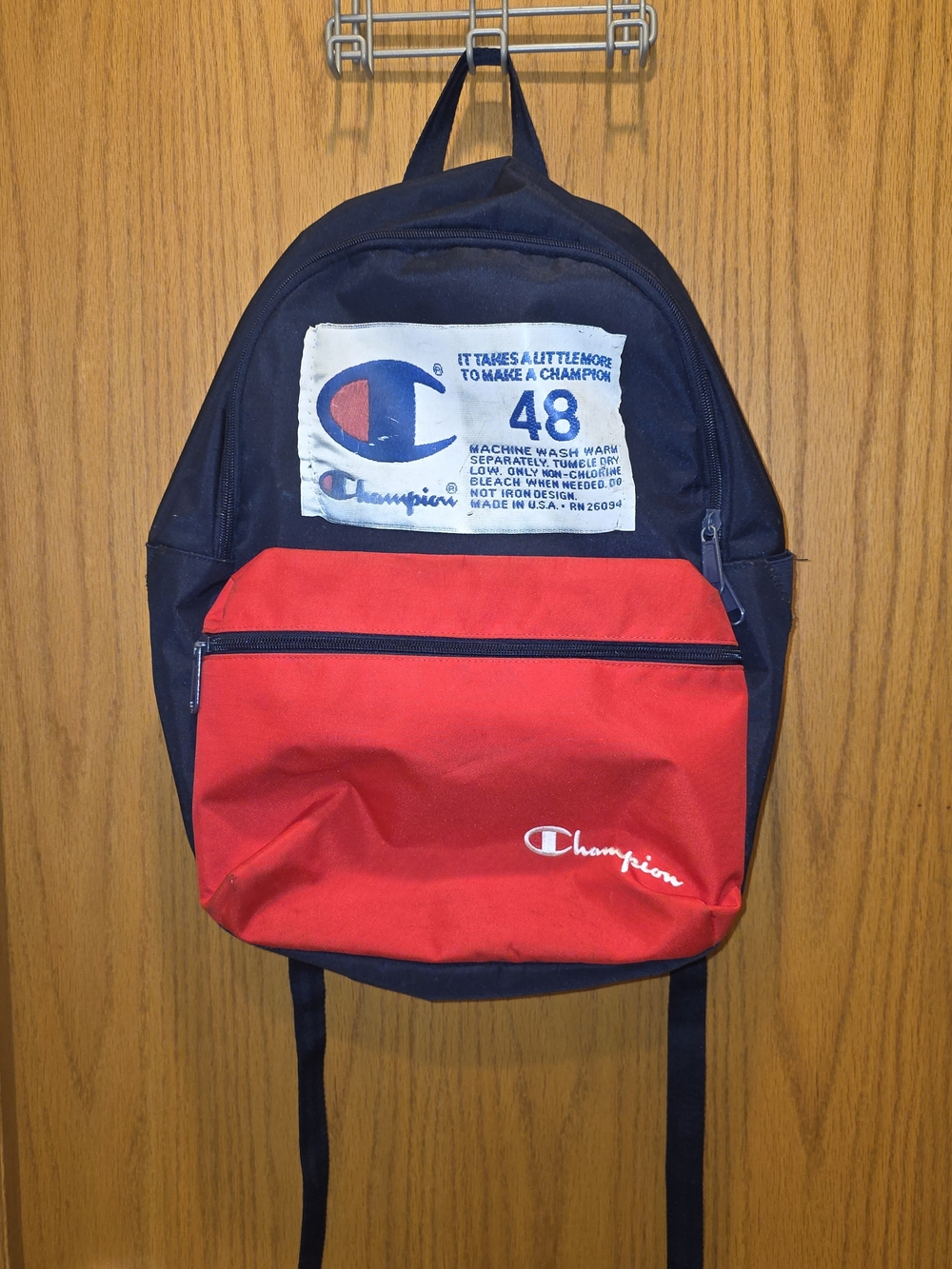 Champion Navy and Red Canvas Backpack